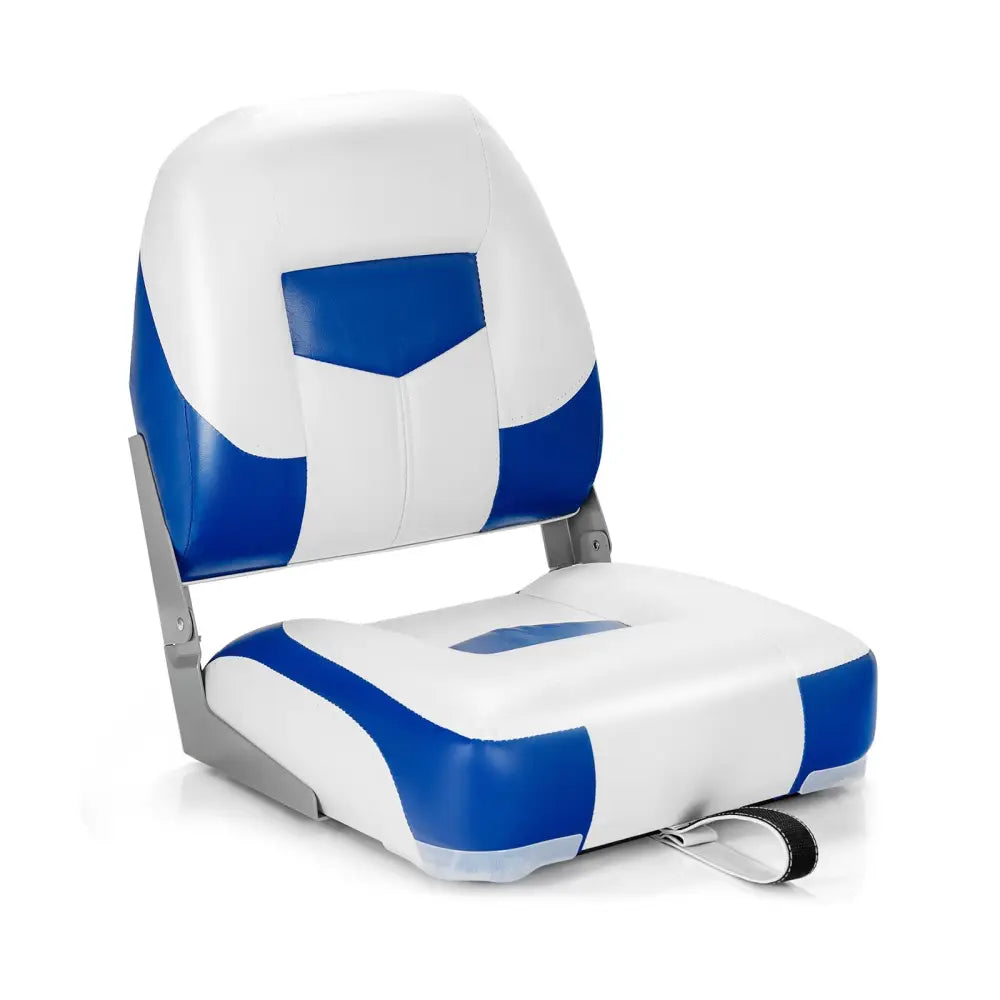 Set of 2 Folding Low Back Fishing Boat Seat with Stainless Steel Screws-Blue - Blue - Swimming