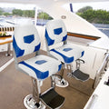 Set of 2 Folding Low Back Fishing Boat Seat with Stainless Steel Screws-Blue - Blue - Swimming