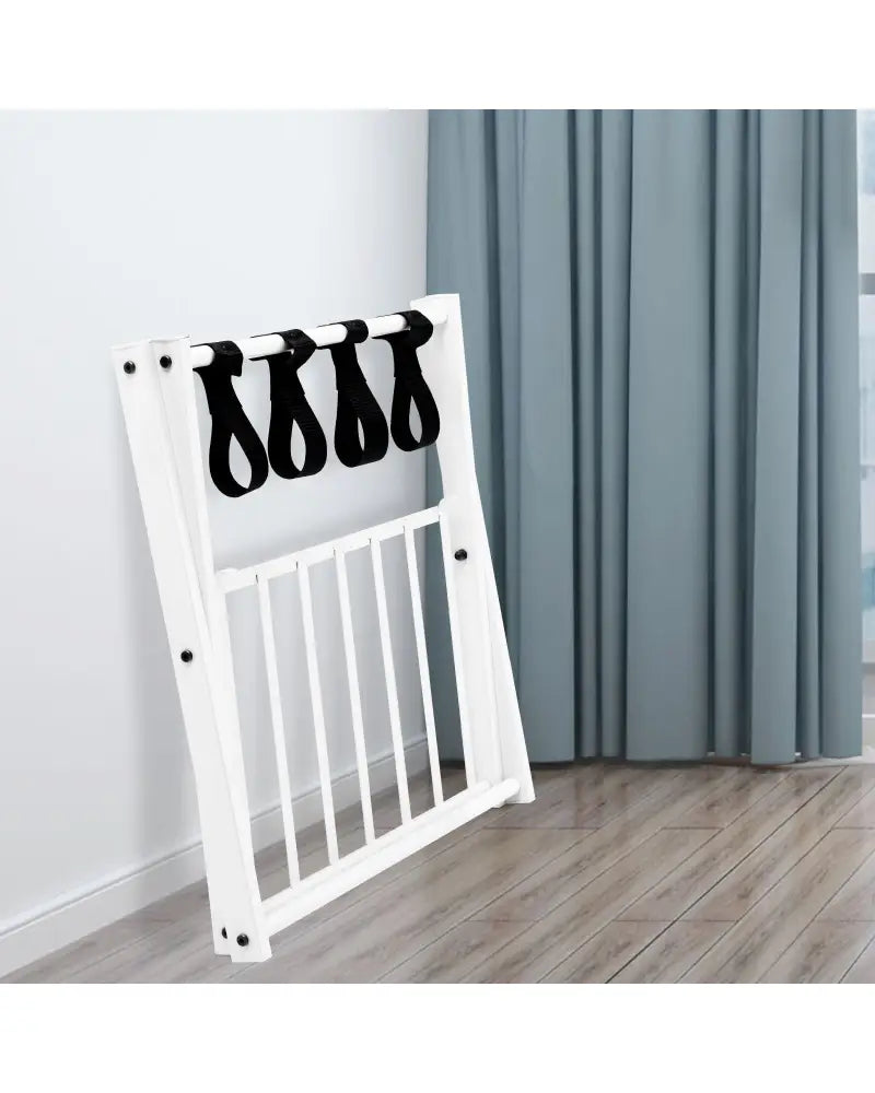 Set of 2 Folding Metal Luggage Rack Suitcase-White - White - Shoe Racks & Storage Benches