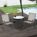 Set of 2 Folding Rocking Chair with Breathable Seat Fabric-Brown - Brown - Patio Rocking Chairs & Gliders