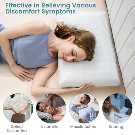 Set of 2 Gel Memory Foam Pillow 3D Cutting Air Flow Cooling Pillows with Pillowcase - White - Bedding