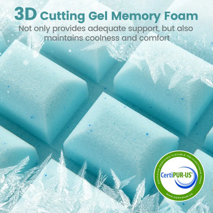 Set of 2 Gel Memory Foam Pillow 3D Cutting Air Flow Cooling Pillows with Pillowcase - White - Bedding