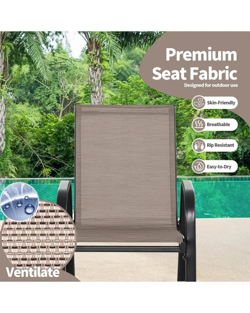 Set of 2 Heavy-Duty Metal Patio Rocking Chair with Breathable Seat Fabric-Brown - Brown - Patio Rocking Chairs & Gliders