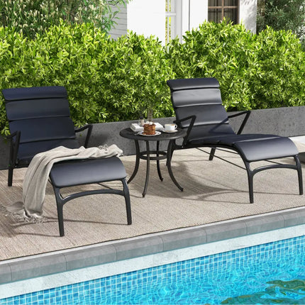Set of 2 Heavy-Duty Outdoor Aluminum Side Table with Adjustable Footpads for Patio-Antique Brown - Brown - Patio Coffee