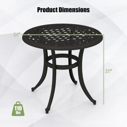 Set of 2 Heavy-Duty Outdoor Aluminum Side Table with Adjustable Footpads for Patio-Antique Brown - Brown - Patio Coffee