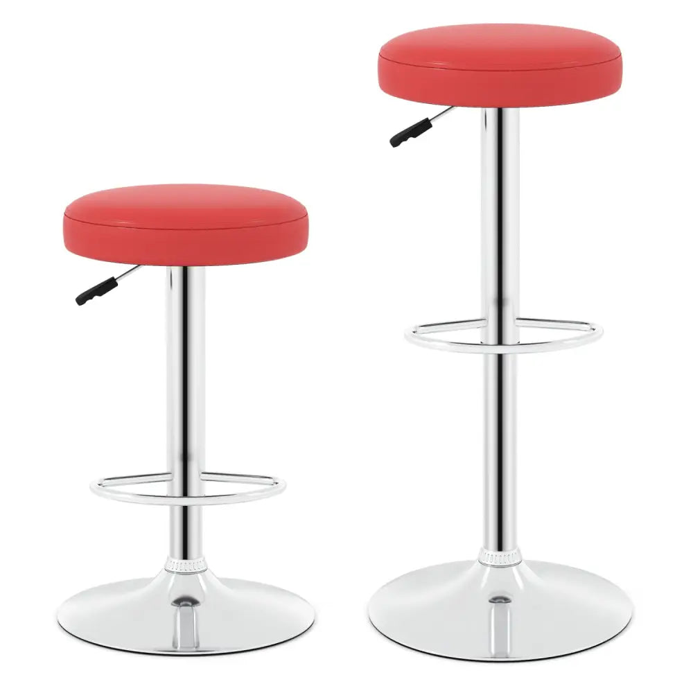 Set of 2 Height-adjustable Swivel Bar Stool with 360° Swivel bar stool-Red - Red - Bar Stools