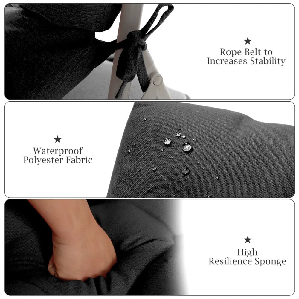 Set of 2 High Back Chair Cushion with Adjustable Height-Black - Black - Outdoor Furniture Accessories
