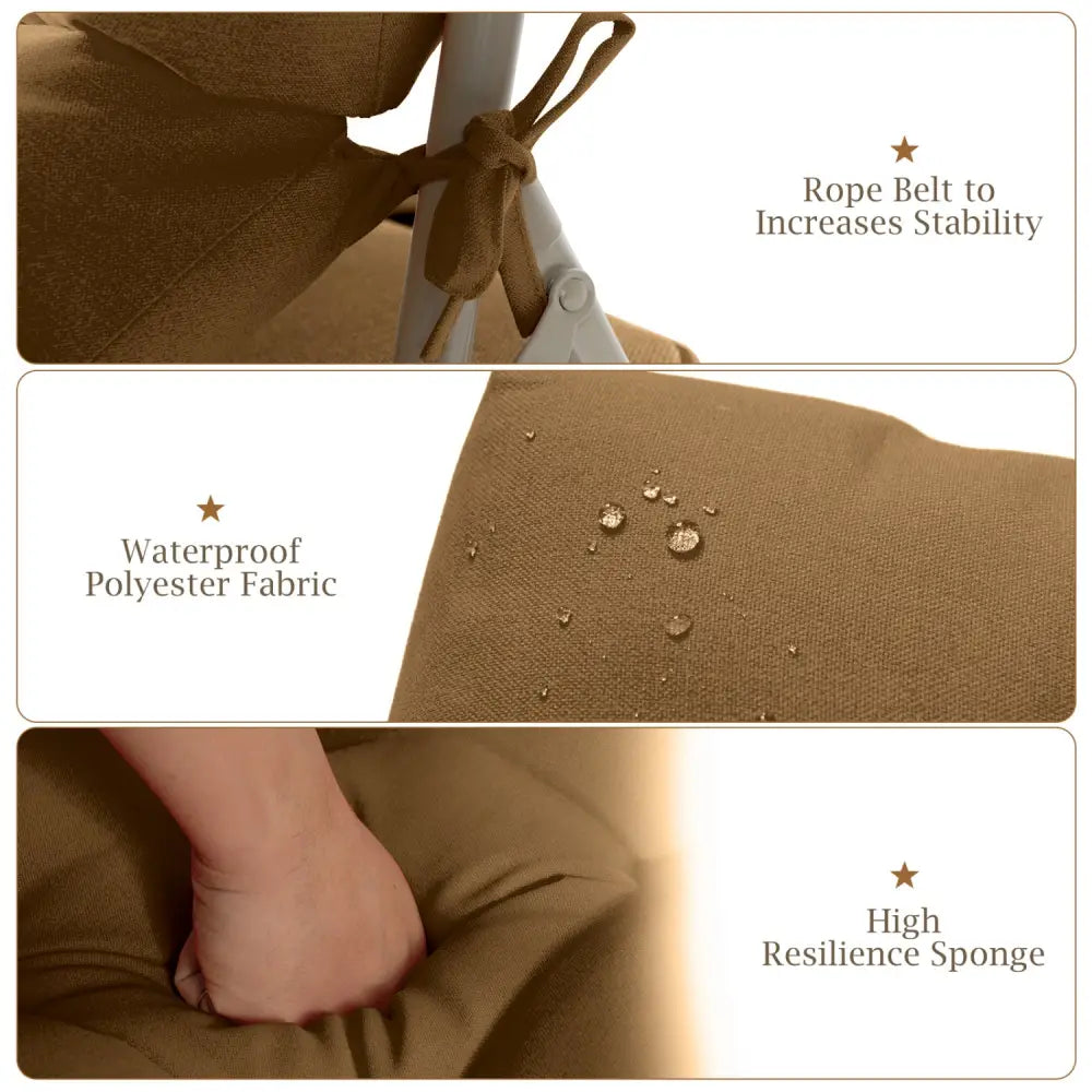 Set of 2 High Back Chair Cushion with Adjustable Height-Brown - Brown - Outdoor Furniture Accessories