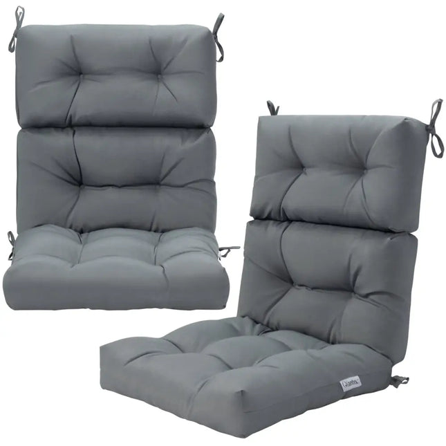 Set of 2 High Back Chair Cushion with Adjustable Height-Gray - Gray - Outdoor Furniture Accessories