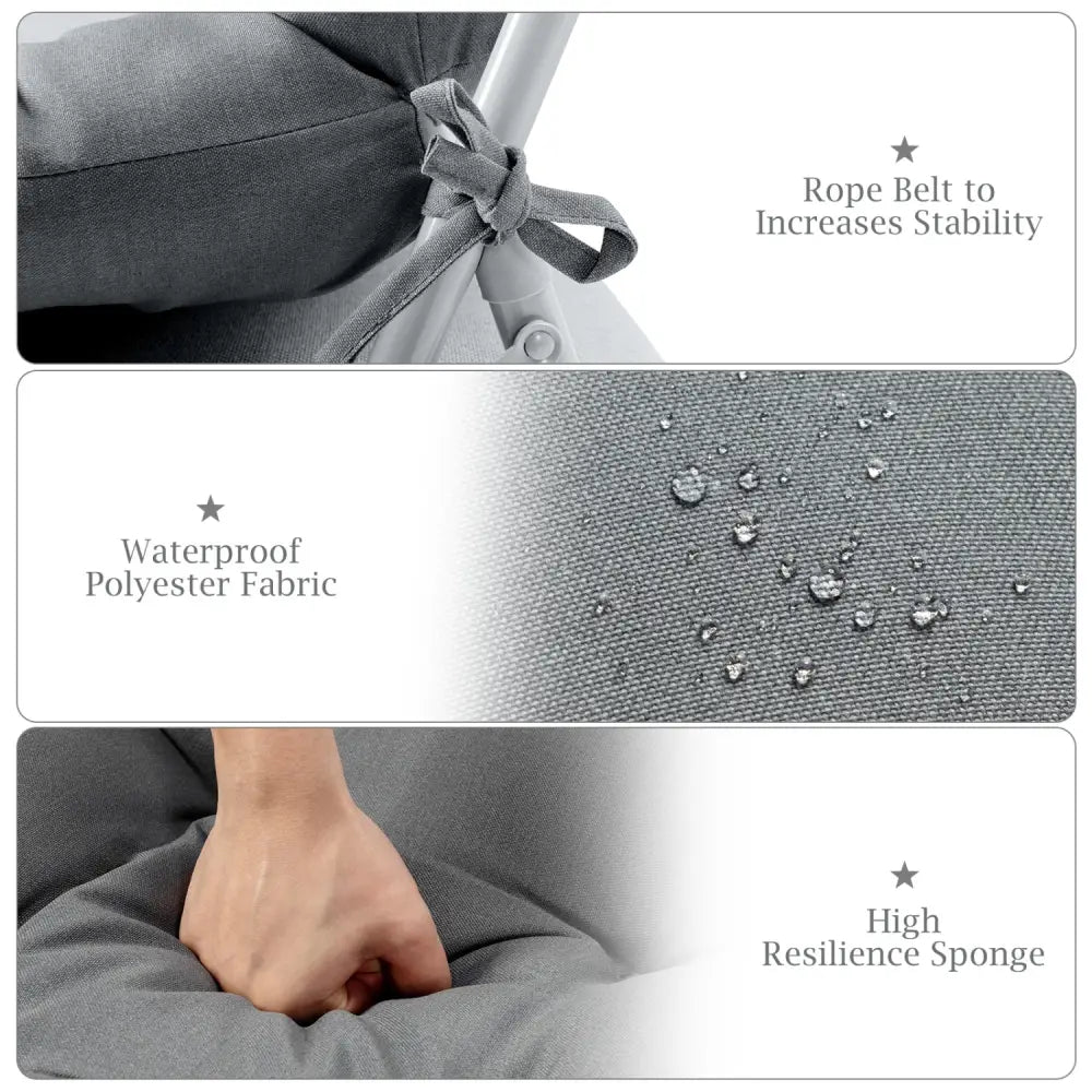 Set of 2 High Back Chair Cushion with Adjustable Height-Gray - Gray - Outdoor Furniture Accessories