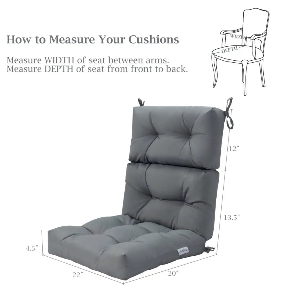 Set of 2 High Back Chair Cushion with Adjustable Height-Gray - Gray - Outdoor Furniture Accessories