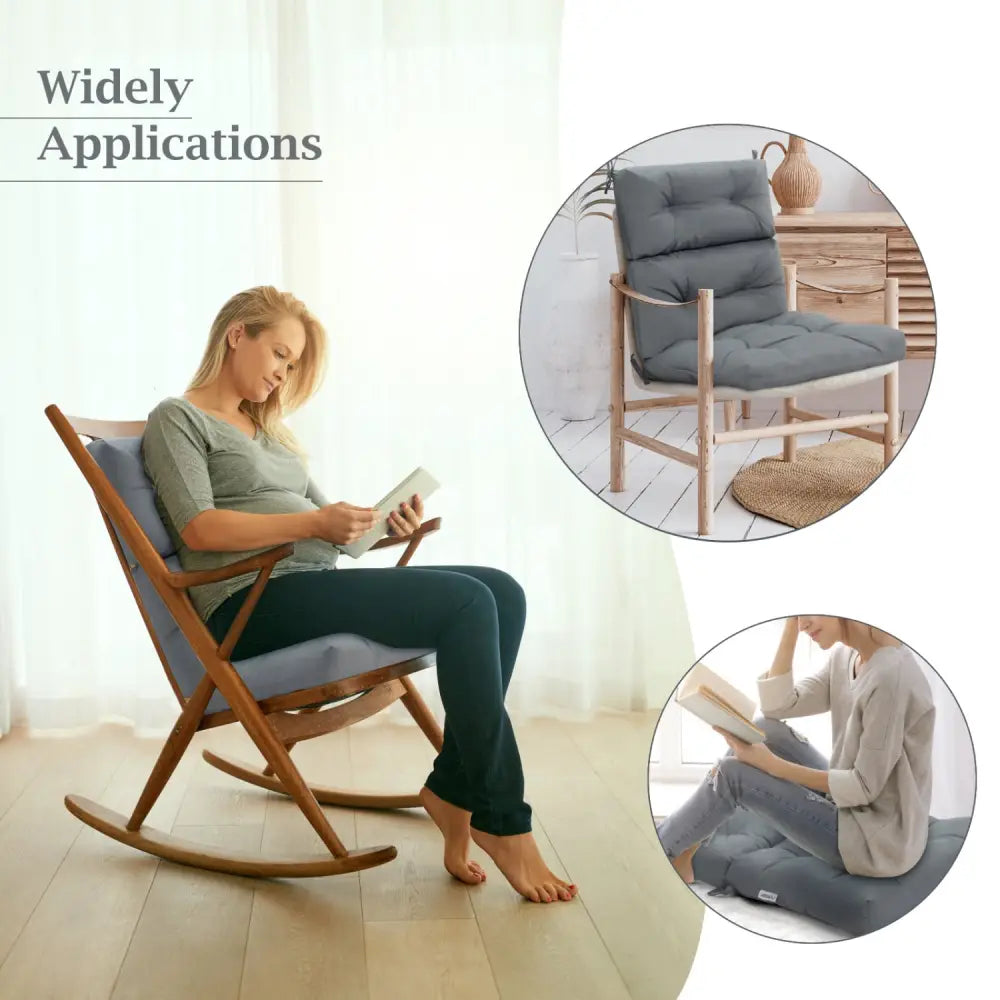 Set of 2 High Back Chair Cushion with Adjustable Height-Gray - Gray - Outdoor Furniture Accessories