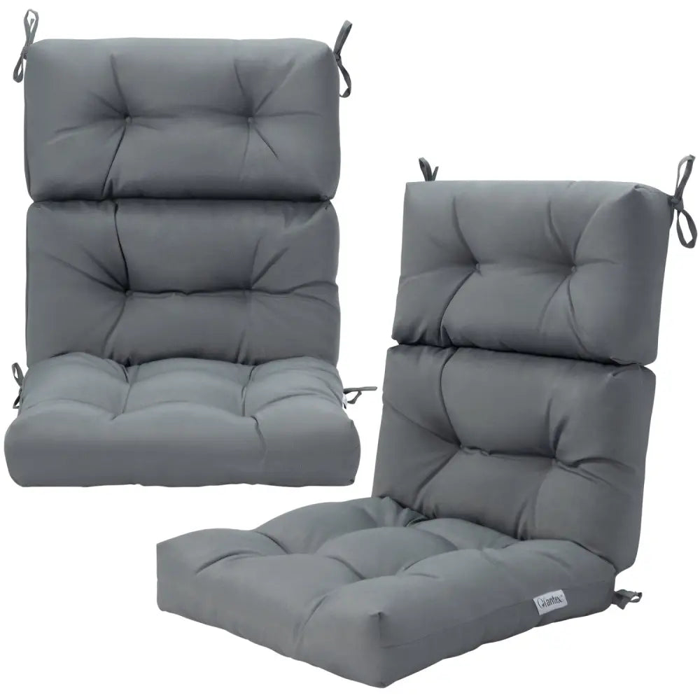 Set of 2 High Back Chair Cushion with Adjustable Height-Gray - Gray - Outdoor Furniture Accessories