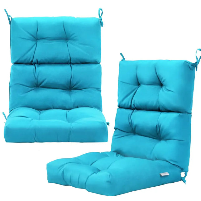 Set of 2 High Back Chair Cushion with Adjustable Height-Turquoise - Turquoise - Outdoor Furniture Accessories