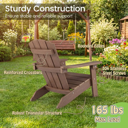 Set of 2 Kid’s Adirondack Chair with with High Backrest and Armrests-Brown - Brown - Kids Chairs & Seating
