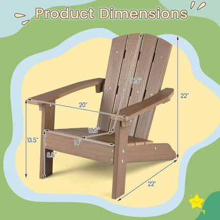 Set of 2 Kid’s Adirondack Chair with with High Backrest and Armrests-Brown - Brown - Kids Chairs & Seating