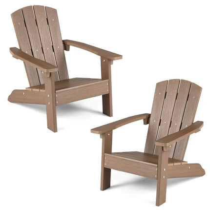 Set of 2 Kid’s Adirondack Chair with with High Backrest and Armrests-Brown - Brown - Kids Chairs & Seating