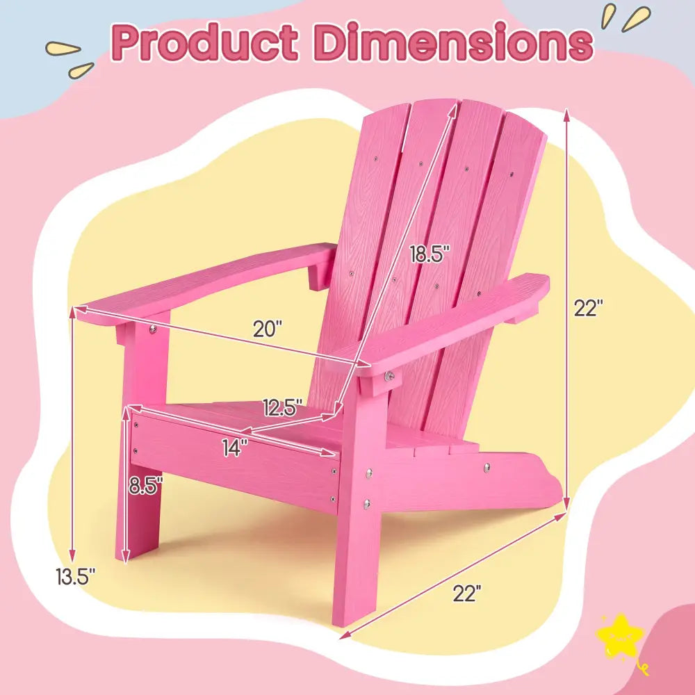 Set of 2 Kid’s Adirondack Chair with with High Backrest and Armrests-Pink - Pink - Kids Chairs & Seating