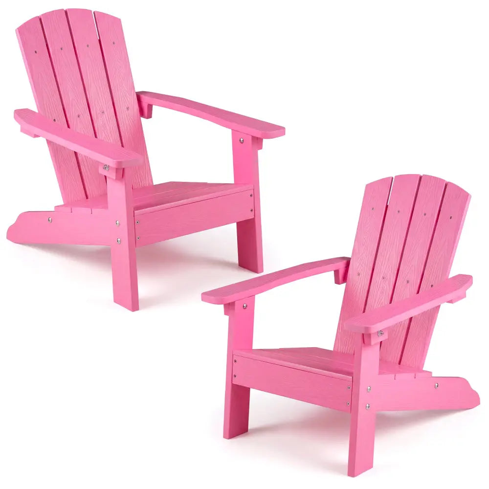 Set of 2 Kid’s Adirondack Chair with with High Backrest and Armrests-Pink - Pink - Kids Chairs & Seating