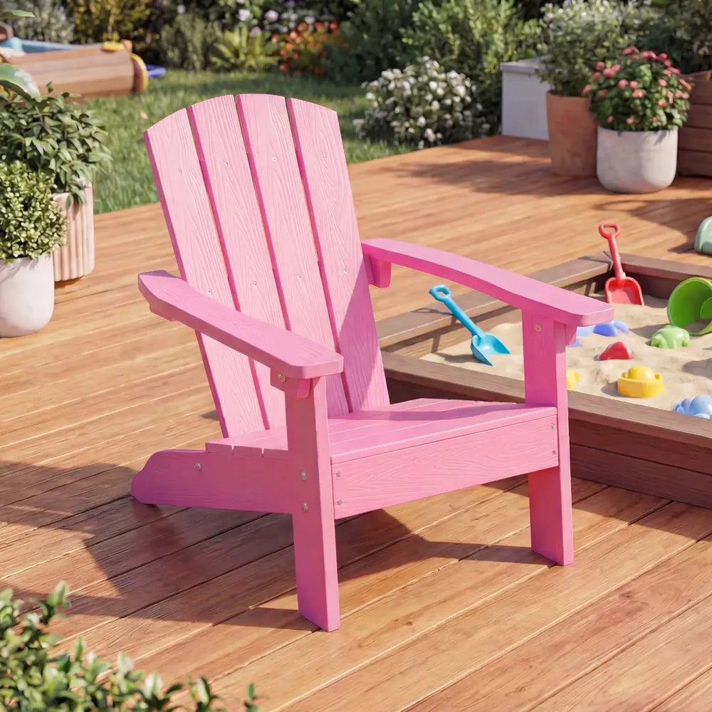 Set of 2 Kid’s Adirondack Chair with with High Backrest and Armrests-Pink - Pink - Kids Chairs & Seating