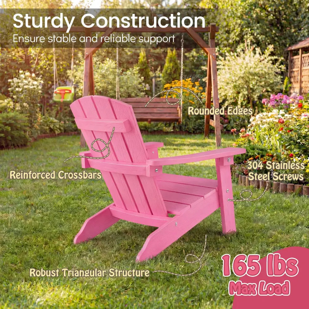 Set of 2 Kid’s Adirondack Chair with with High Backrest and Armrests-Pink - Pink - Kids Chairs & Seating