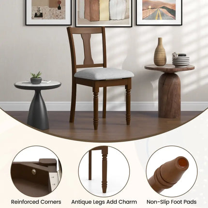 Set of 2 Kitchen Dining Chair with Linen Fabric and Storage Space-Brown - Brown - Dining Chairs