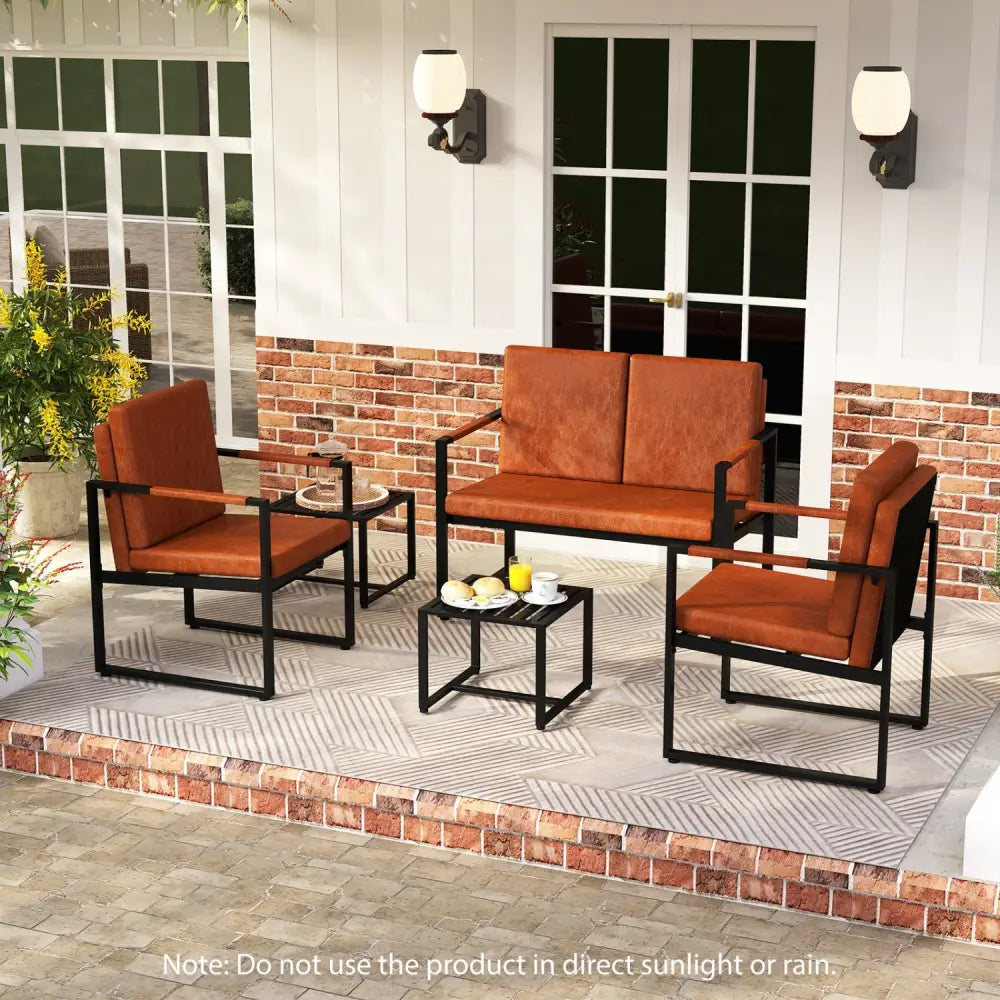 Set of 2 Metal End Tables with Slatted Tabletop-Black - Black - End & Side Tables