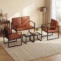 Set of 2 Metal End Tables with Slatted Tabletop-Black - Black - End & Side Tables