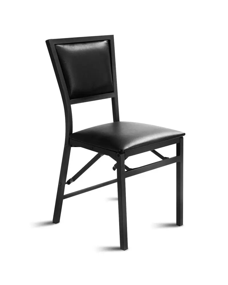 Set of 2 Metal Folding Dining Chair with Space Saving Design - Black - Dining Chairs