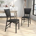 Set of 2 Metal Folding Dining Chair with Space Saving Design - Black - Dining Chairs