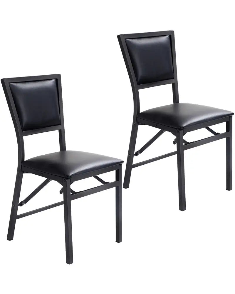 Set of 2 Metal Folding Dining Chair with Space Saving Design - Black - Dining Chairs
