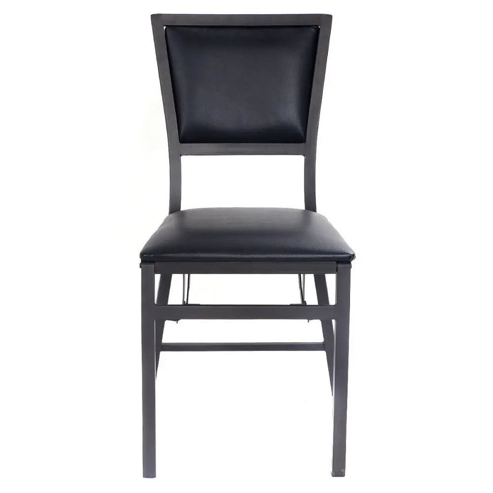 Set of 2 Metal Folding Dining Chair with Space Saving Design - Black - Dining Chairs
