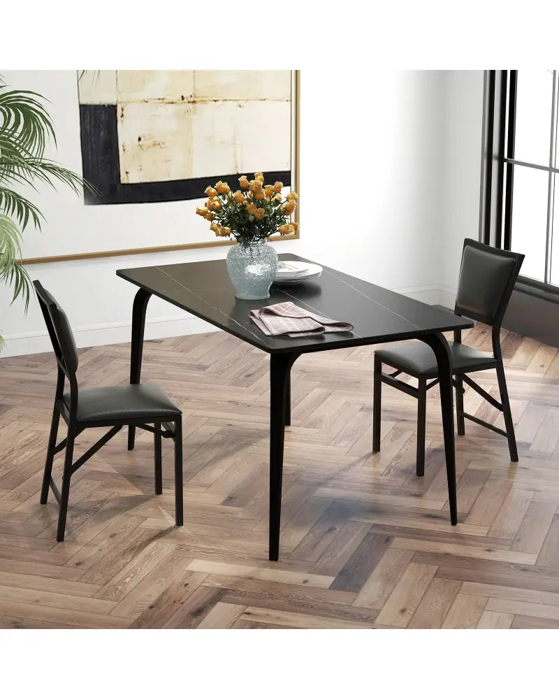 Set of 2 Metal Folding Dining Chair with Space Saving Design - Black - Dining Chairs