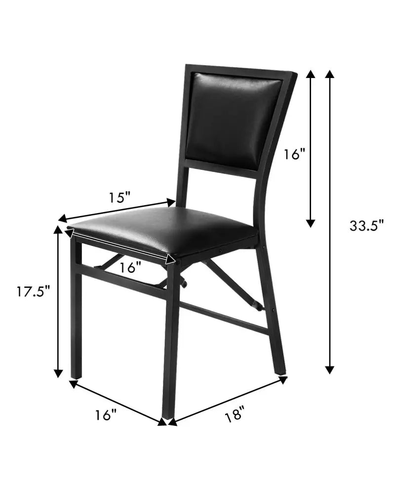 Set of 2 Metal Folding Dining Chair with Space Saving Design - Black - Dining Chairs