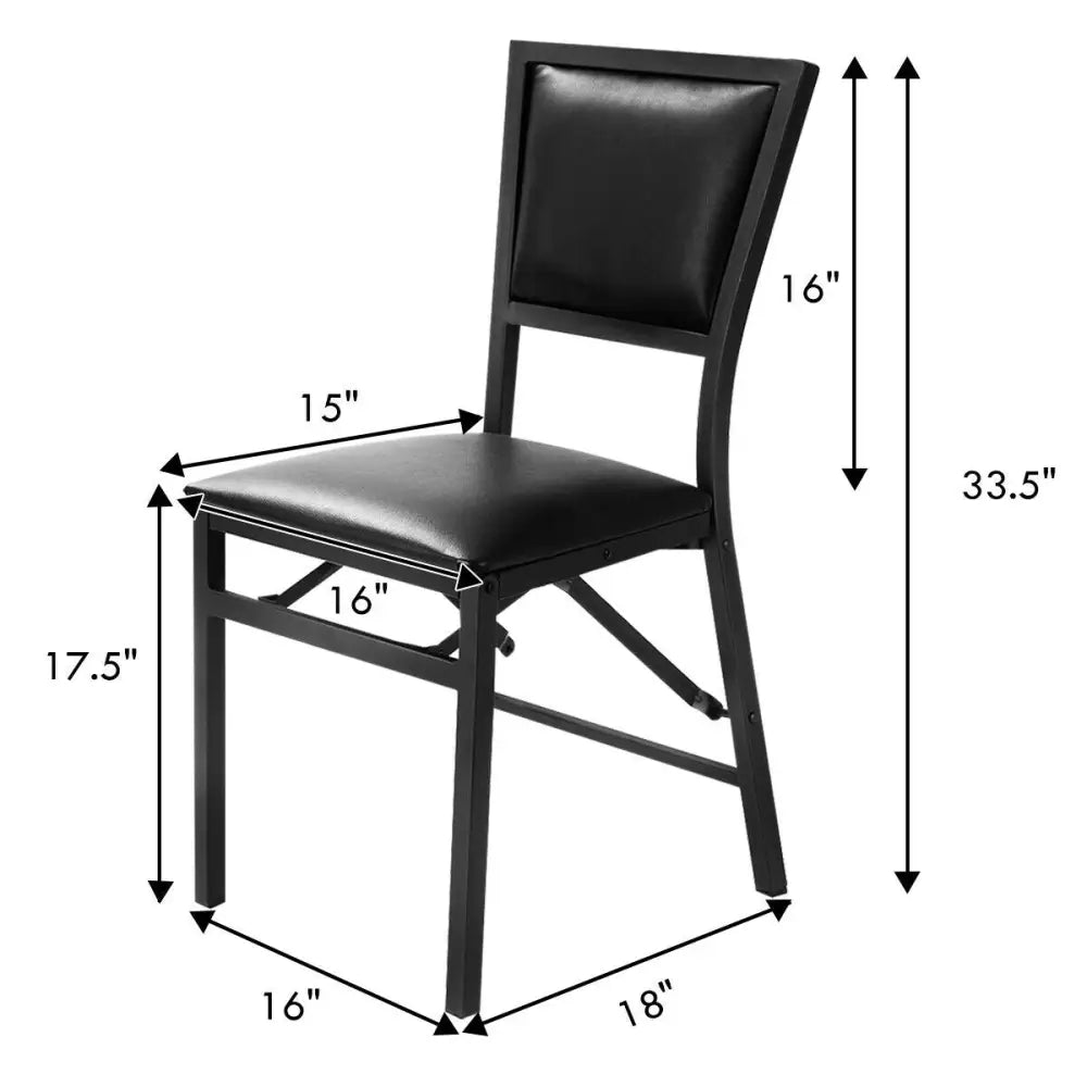 Set of 2 Metal Folding Dining Chair with Space Saving Design - Black - Dining Chairs