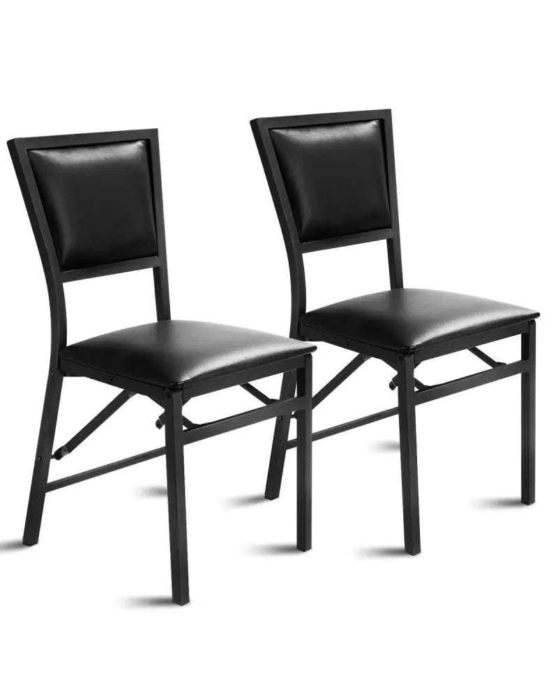 Set of 2 Metal Folding Dining Chair with Space Saving Design - Black - Dining Chairs
