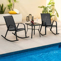 Set of 2 Metal Patio Rocking Chair with Breathable Seat Fabric-Black - Black - Patio Rocking Chairs & Gliders