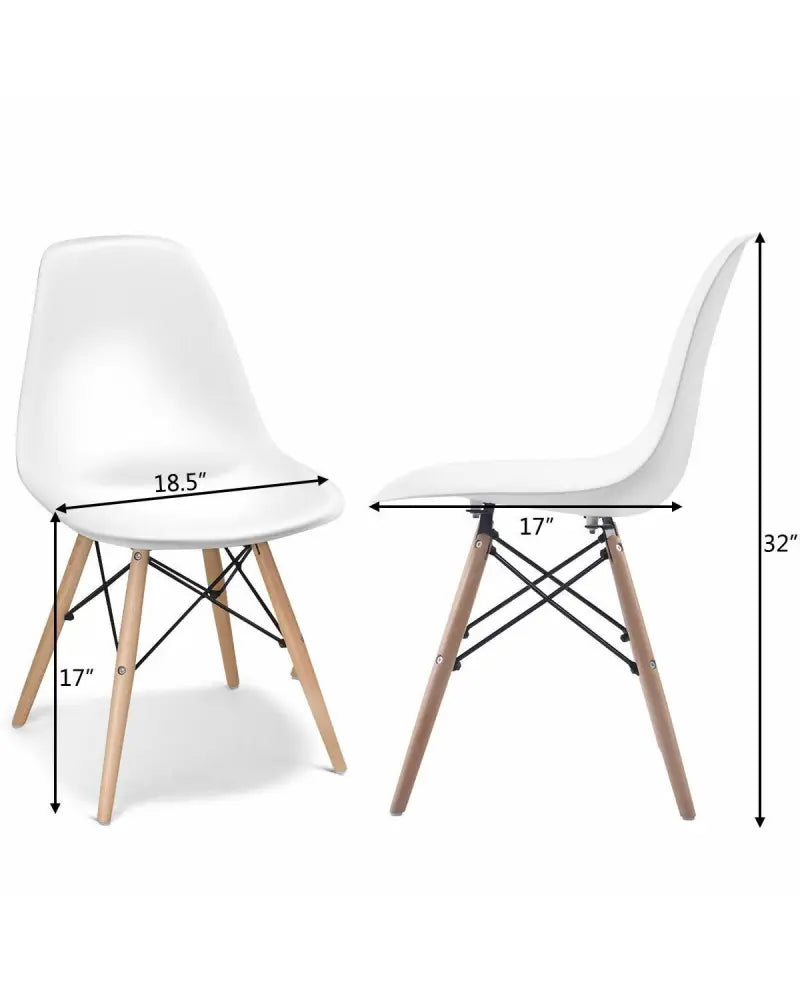 Set of 2 Mid-Century Modern DSW Dining Side Chair-Beige - White - Dining Chairs