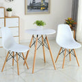 Set of 2 Mid-Century Modern DSW Dining Side Chair-Beige - White - Dining Chairs