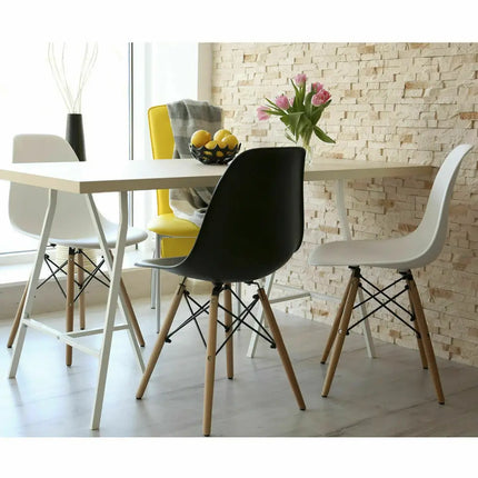 Set of 2 Mid-Century Modern DSW Dining Side Chair-Beige - White - Dining Chairs