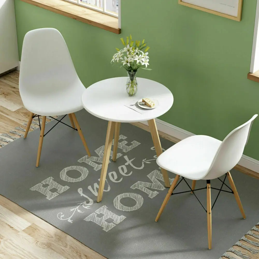 Set of 2 Mid-Century Modern DSW Dining Side Chair-Beige - White - Dining Chairs