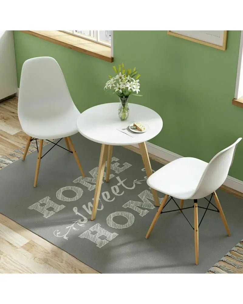 Set of 2 Mid-Century Modern DSW Dining Side Chair-Beige - White - Dining Chairs