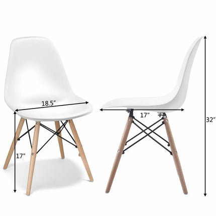 Set of 2 Mid-Century Modern DSW Dining Side Chair-Beige - White - Dining Chairs