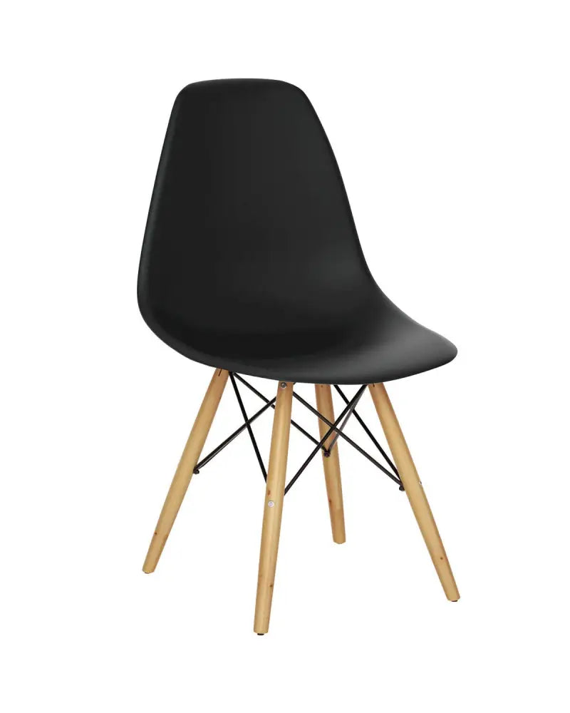 Set of 2 Mid-Century Modern DSW Dining Side Chair-Dark Black - Black - Dining Chairs