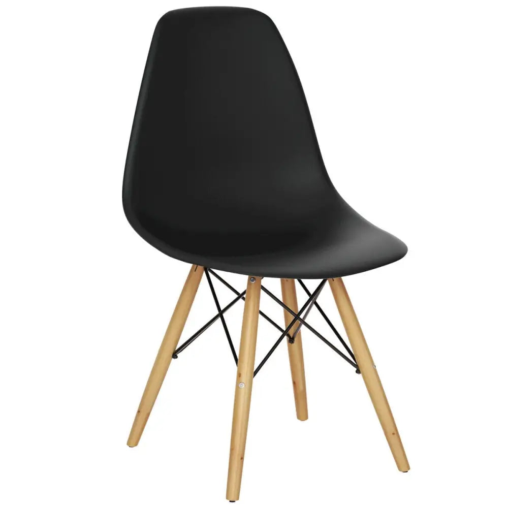 Set of 2 Mid-Century Modern DSW Dining Side Chair-Dark Black - Black - Dining Chairs