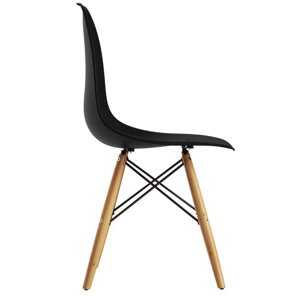 Set of 2 Mid-Century Modern DSW Dining Side Chair-Dark Black - Black - Dining Chairs