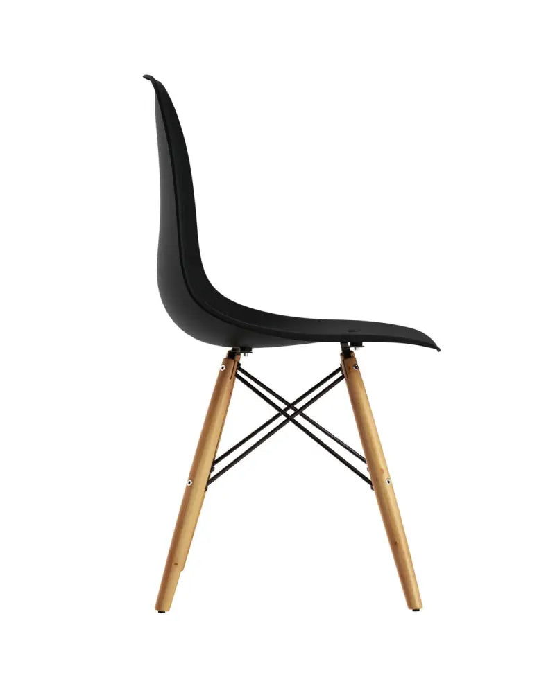 Set of 2 Mid-Century Modern DSW Dining Side Chair-Dark Black - Black - Dining Chairs
