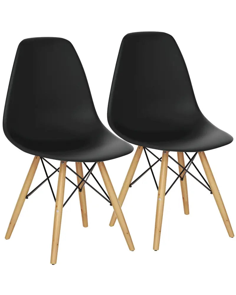 Set of 2 Mid-Century Modern DSW Dining Side Chair-Dark Black - Black - Dining Chairs