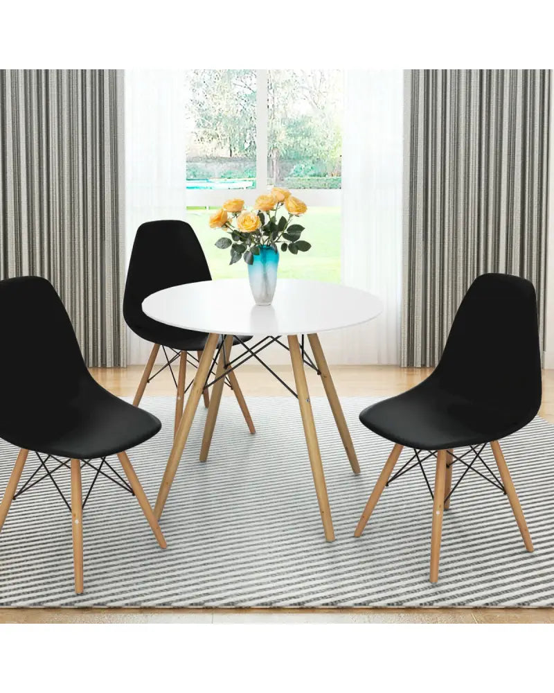 Set of 2 Mid-Century Modern DSW Dining Side Chair-Dark Black - Black - Dining Chairs