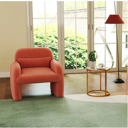 Set of 2 Modern Accent Chair and Marble Top Side Table Set - Living Room